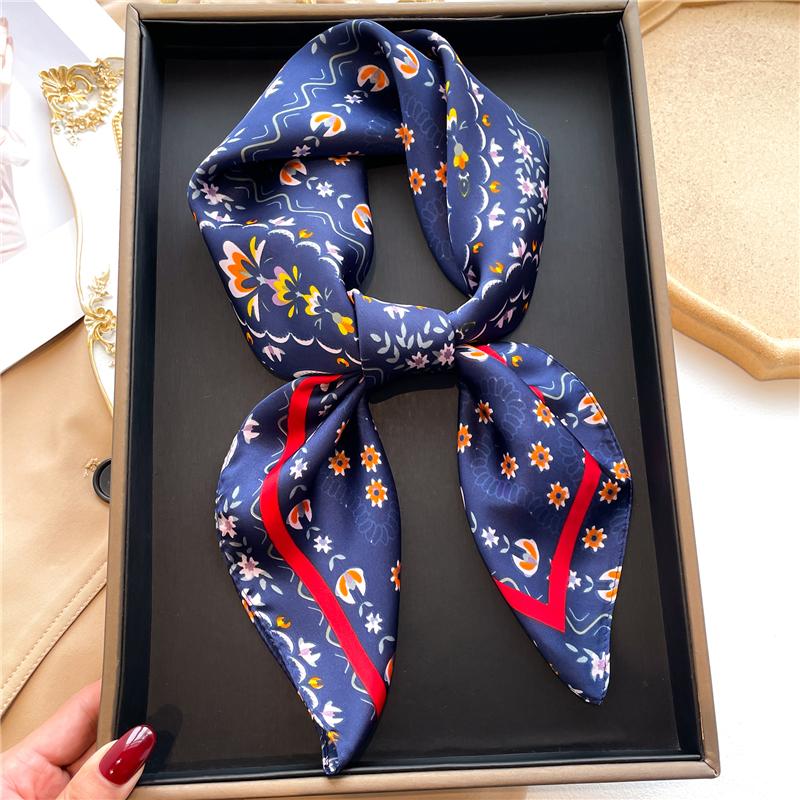 Silk Scarf For Women Luxury Hijab Hair Bands Square Neckerchief Female Satin Shawl Ribbon Headband Fashion Wraps Bandana