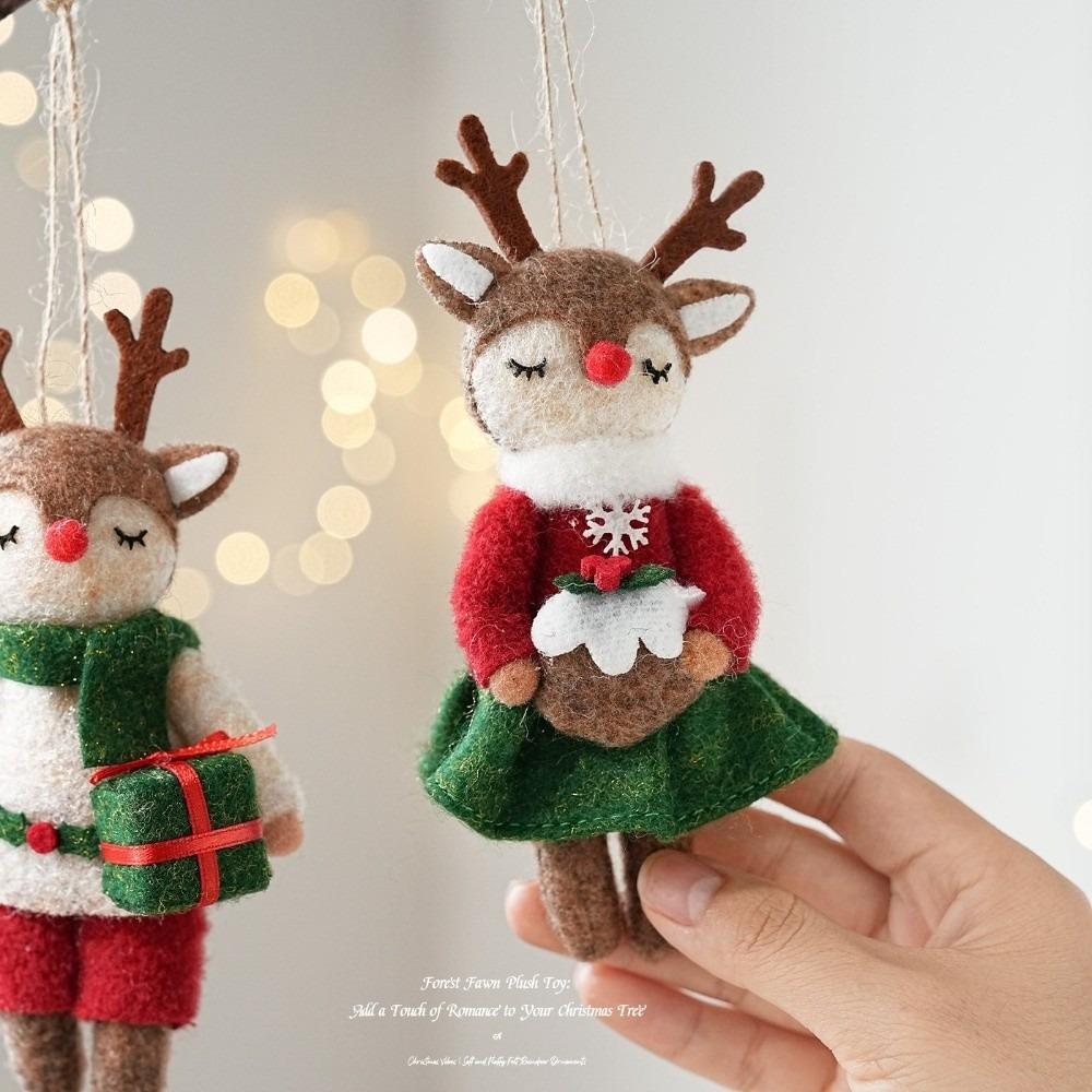 Elk Fox Tree Hanger Hanging Rope Xmas Decoration Cute Doll Pendant Party Layout