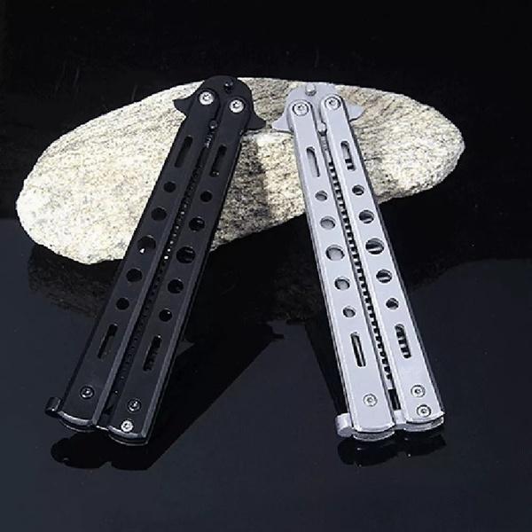 1pc Foldable Comb Stainless Steel Practice Training Butterfly Knife Comb Beard & Moustache Brushes Hairdressing Styling Tool