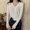 Women's Spring Autumn Cardigan Small Coat Sweater Outer Wear Versatile V-neck Knit Top Base Layer