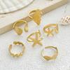 6 Pieces Shell Starfish Adjustable Rings Set Ocean Vacation Jewelry Gift for Her Trendy Stackable Rings for Daily Wear
