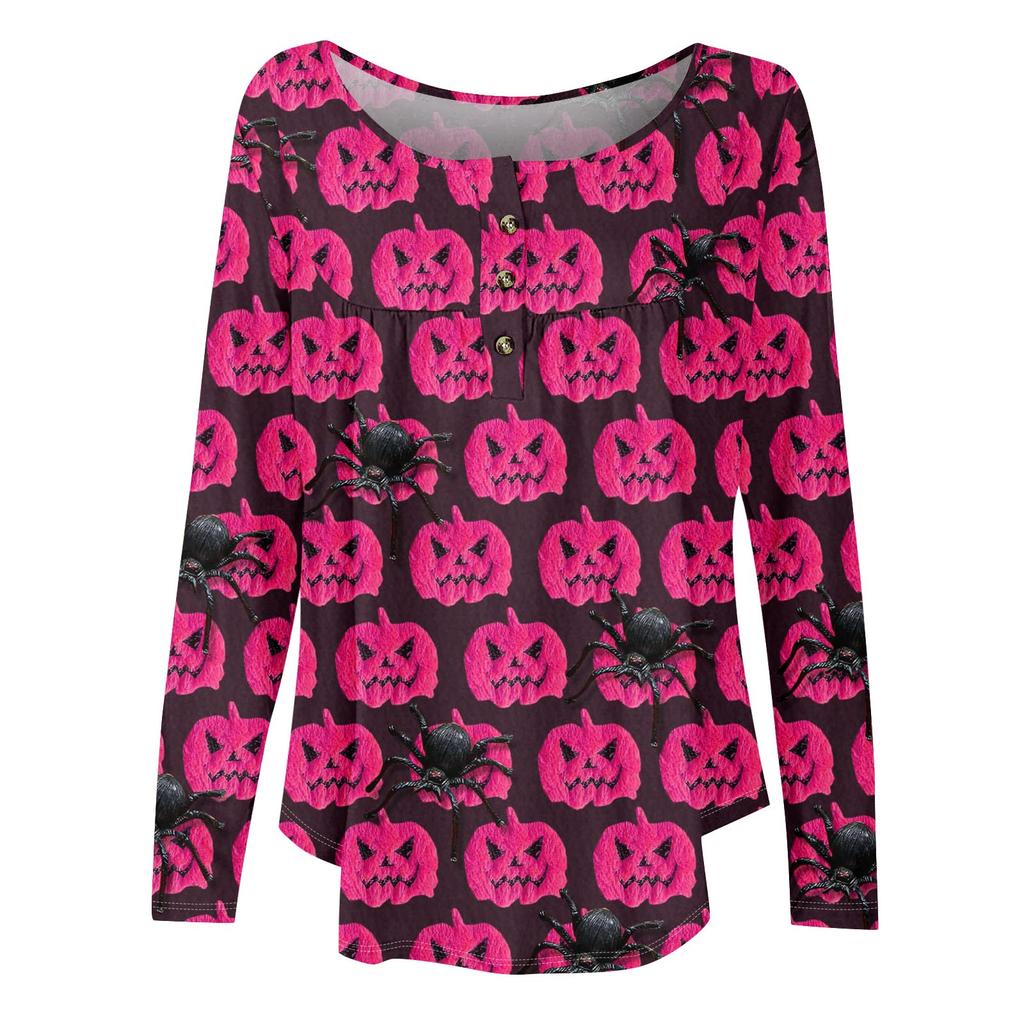 Женская туника с длинным рукавом, свободные топы, повседневные топы оверсайз, плиссированная туника, застегивающаяся на пуговицы, повседневные женские топы с принтом