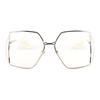 Gucci Metal Herringbone Cutout Large Frame Irregular Sunglasses Plate Plus Metal Square Unisex