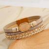 Каменные кожаные браслеты с магнитной застежкой, женские многослойные браслеты-манжеты в стиле бохо, ювелирные изделия из бисера