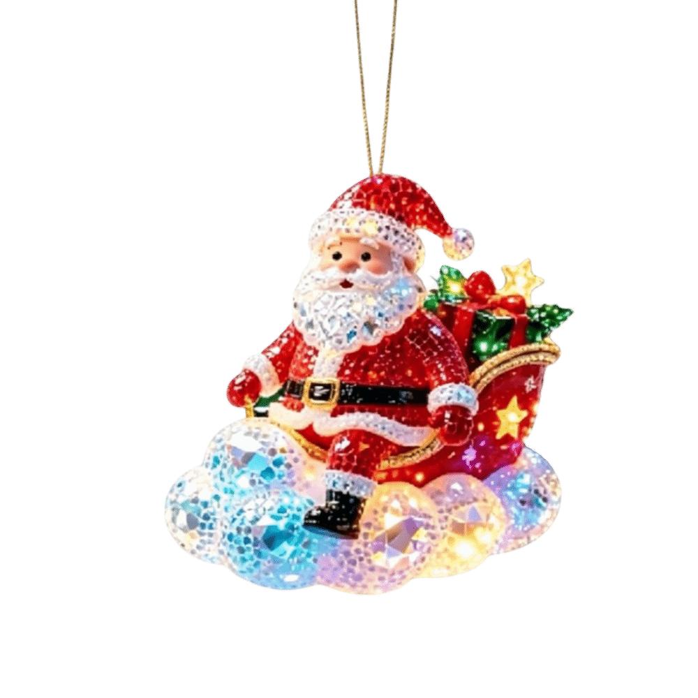 Acrylic Santa Claus Ornaments 2D Flat Christmas Decor Unique Christmas Tree Ornaments Party