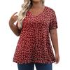 Xl-7XL Womens Plus Size Tops Shorts Sleeve Shirts V Neck Casual Clothing Clothes Printed Tops