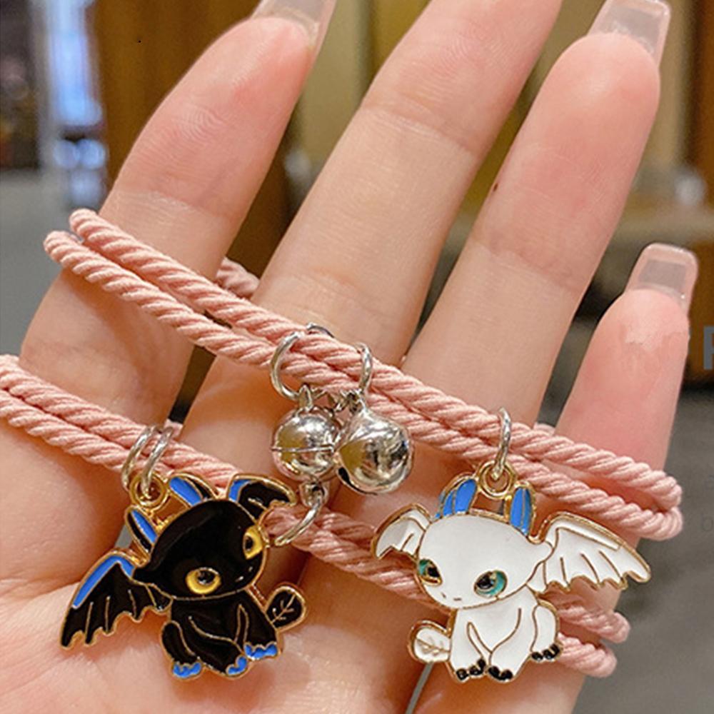 RUI RUI YU 2 шт./компл. Магнитный браслет для пары, очаровательные ювелирные изделия с героями мультфильмов для женщин и мужчин, плетеные веревочные браслеты, лучшие ювелирные изделия для друзей, подарок