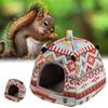 Squirrel Bed Colorful Pattern Keep Warmth Soft Texture Cute Pet Rat Squirrel Nest with Chain Small Animal Supplies