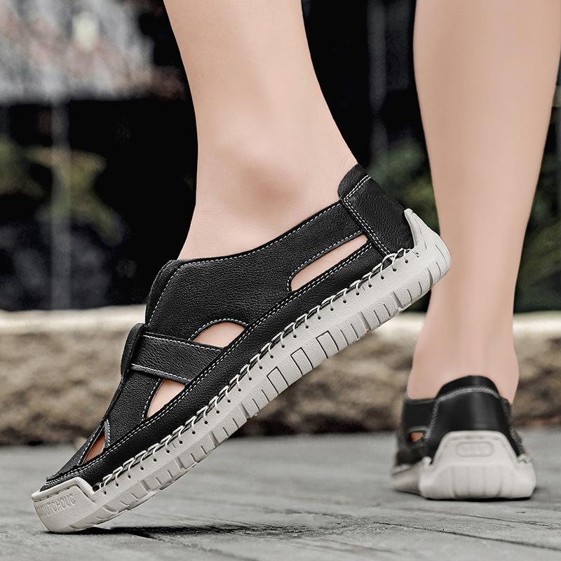 Летние сандалии с отверстиями 2025 года, ручной работы, с закрытой стопой, мужская повседневная дышащая пляжная обувь для пар, женская обувь больших размеров