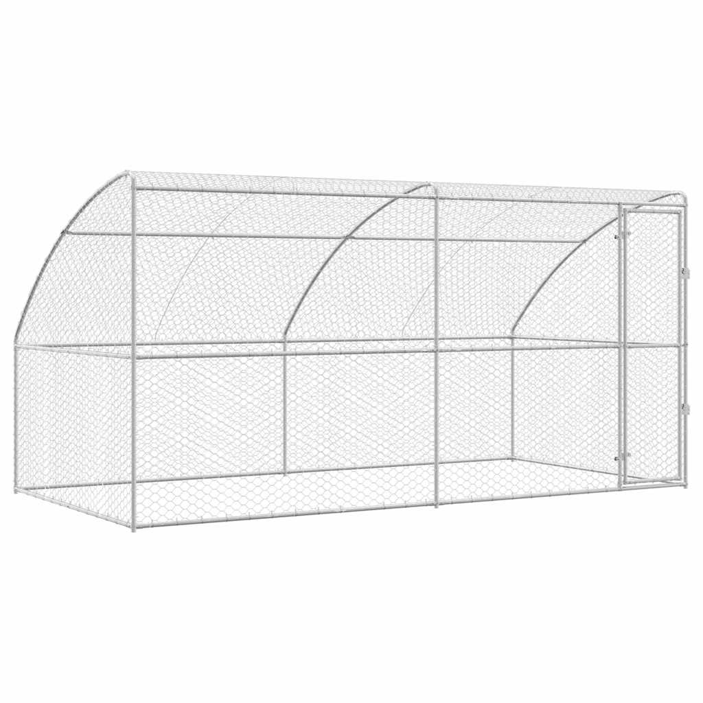 Dog Kennel 2 pcs Silver 4 x 2 x 2 m Galvanized Steel