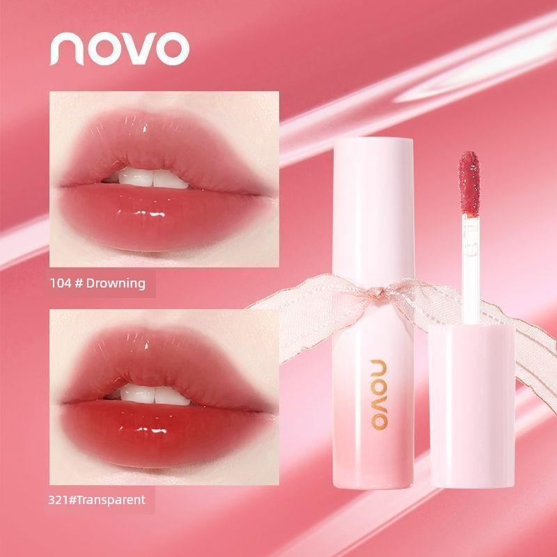 Novo Lip Lacquer Mirror Water Light Pure Desire Lipstick Raincoat Does Not Fade No Stain on Cup Nude Color Series Lip Gloss Female Plain Makeup