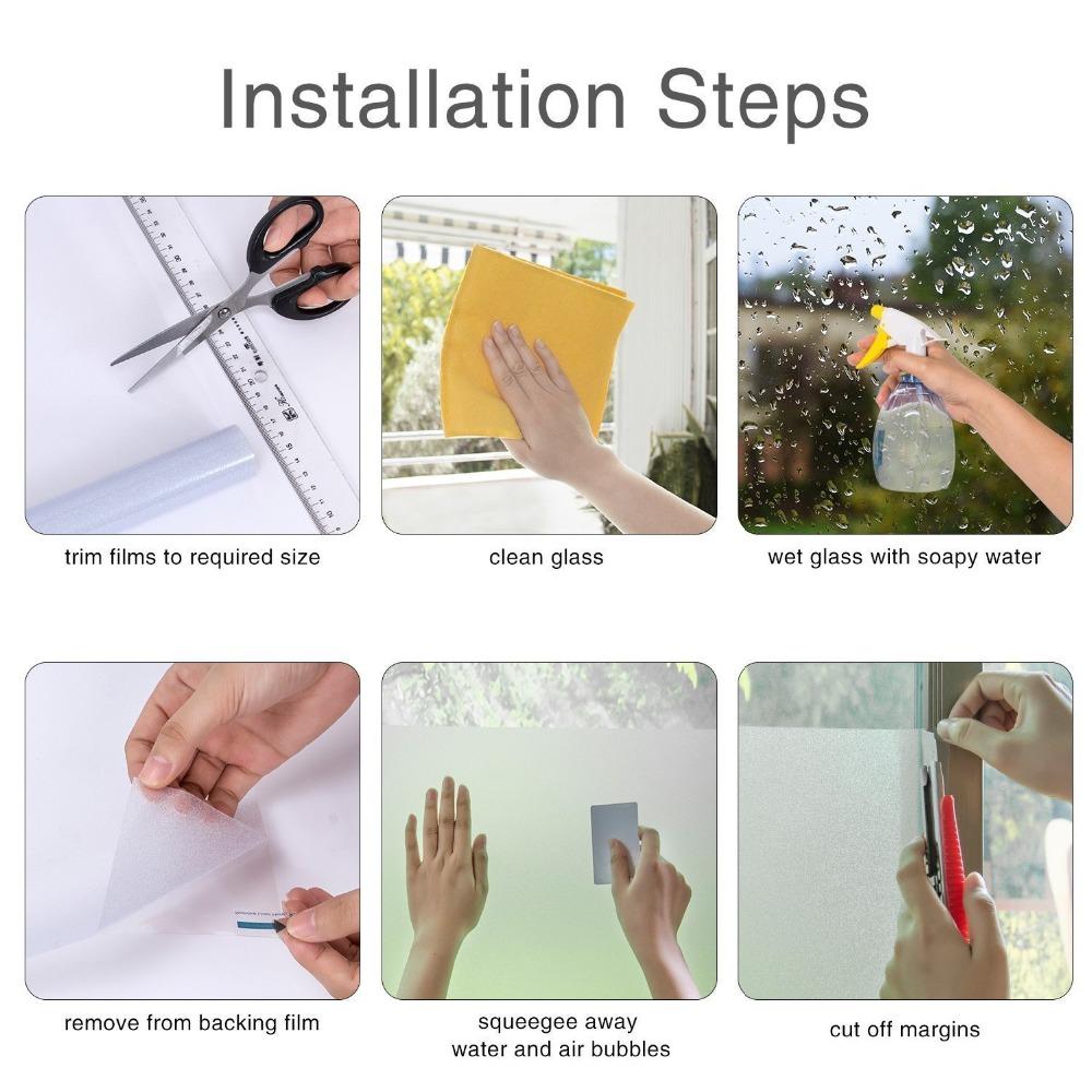 No Glue Privacy Window Film Static Cling  Decorative Landscape Painting Window Treatments Window Sticker