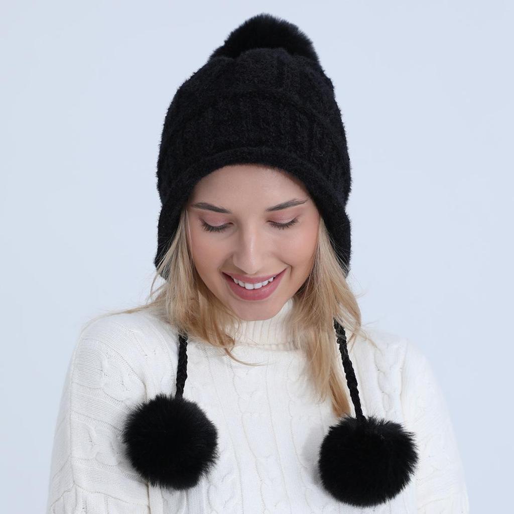 Женская милая осенне-зимняя плюшевая вязаная теплая шапка из мягкой шерсти синели