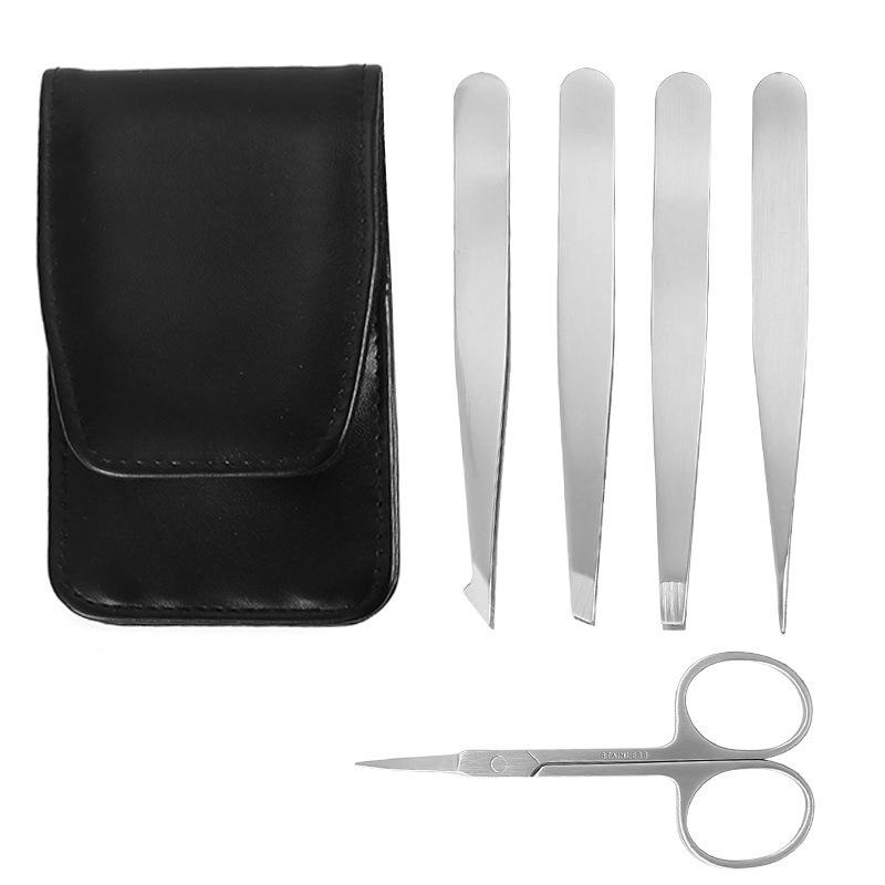 4 в наборе, пинцет для бровей, черный зажим для бровей, пинцет для бровей, зажим для бровей из нержавеющей стали, инструмент для обрезки бровей