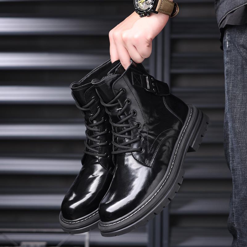 Кожаные мужские ботинки Мартин Высокие ботинки Инструментальные ботинки Высокие кожаные ботинки Флисовые мужские ботинки Теплые повседневные ботинки Мужские ботинки