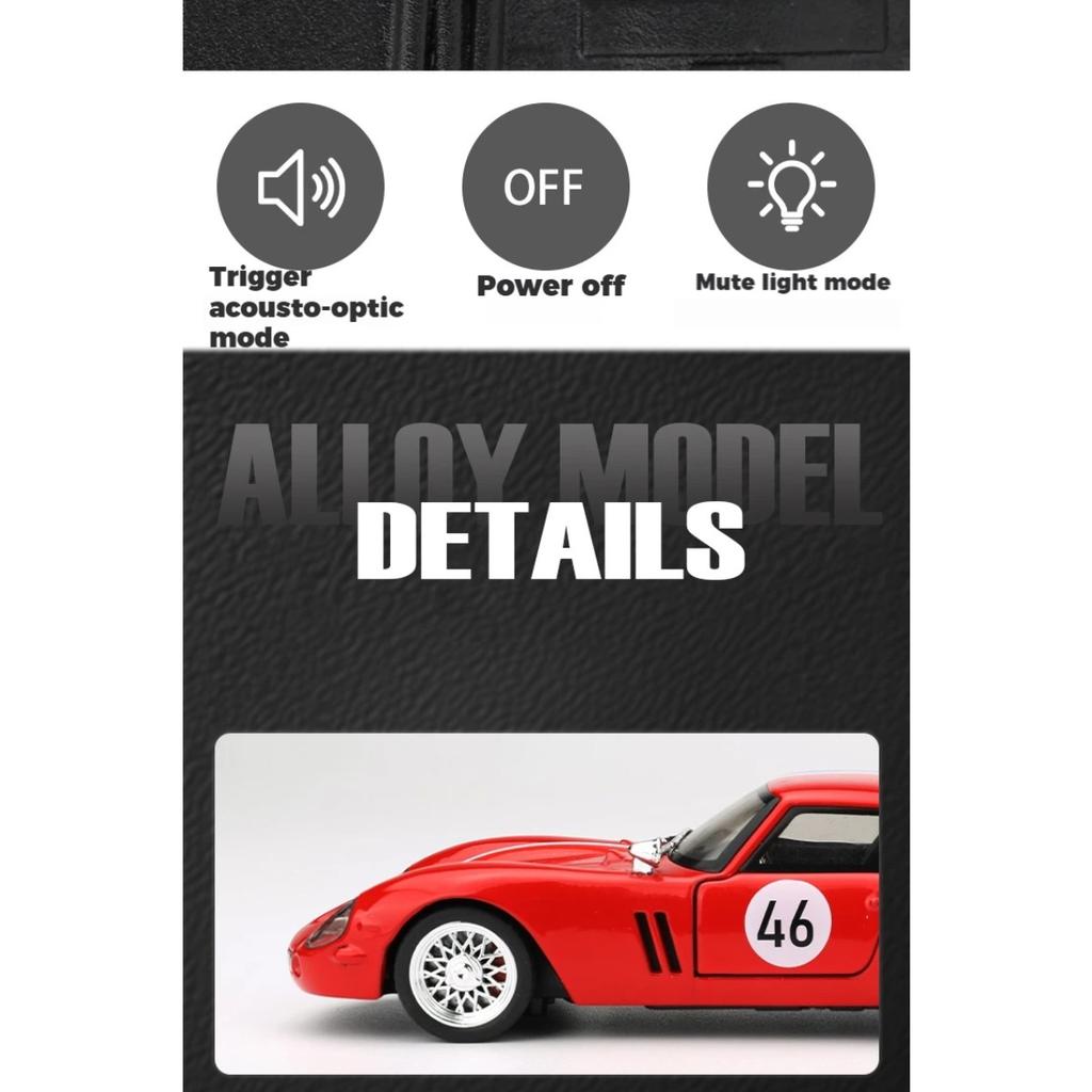 1/32 Ferrari 250 GTO Суперспортивный автомобиль Сплав Литая модель автомобиля Металл Классика Любовь Коллекция Украшения Подарки на день рождения с парнем