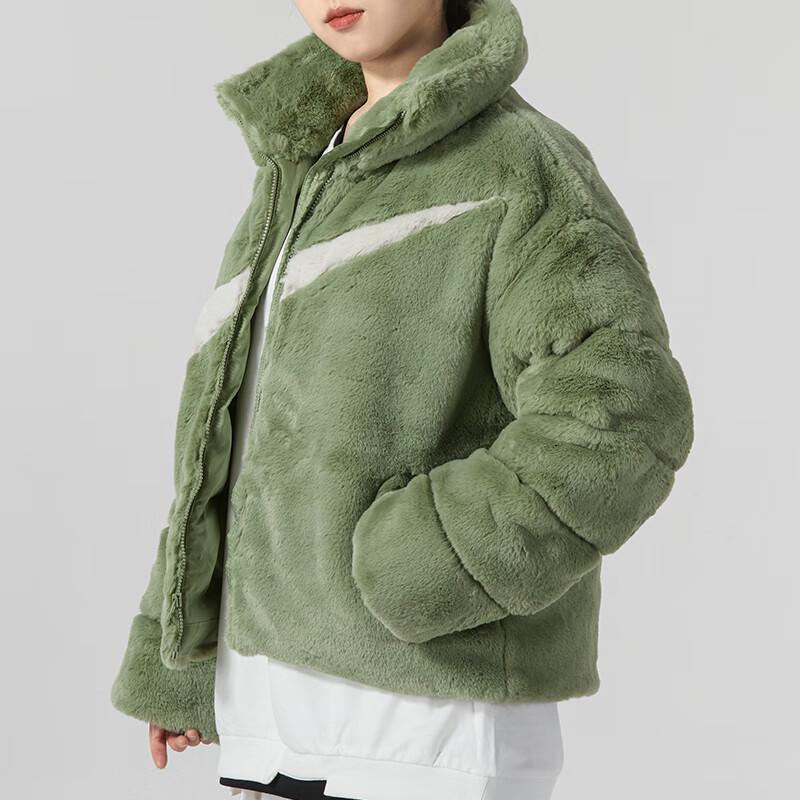 Nike Повседневная куртка с воротником-стойкой из искусственной норки с логотипом и принтом зеленая женская куртка FN0461-386