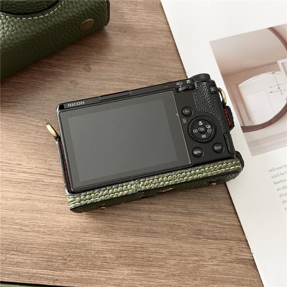Роскошный чехол из искусственной кожи ручной работы для Ricoh GR3 GR3X, с открывающимся дном, полная защита корпуса, с ремешком