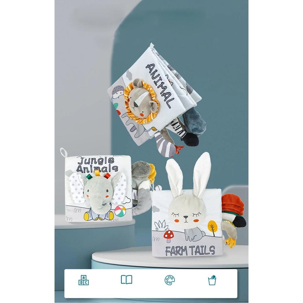 Детская тканевая книга игрушки животные мягкие обучающие развивающие игрушки для развития младенцев Монтессори сенсорные книги детские игрушки 0 12 месяцев