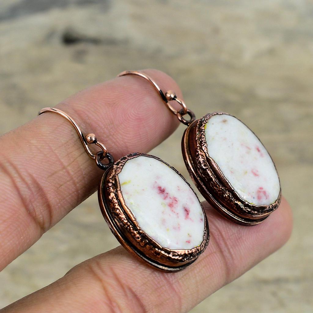 Серьги из киноварита, гальванопластические медные серьги, серьги ручной работы, элегантные ювелирные изделия, серьги из настоящих драгоценных камней, гальванопластические ювелирные изделия, подарки для нее