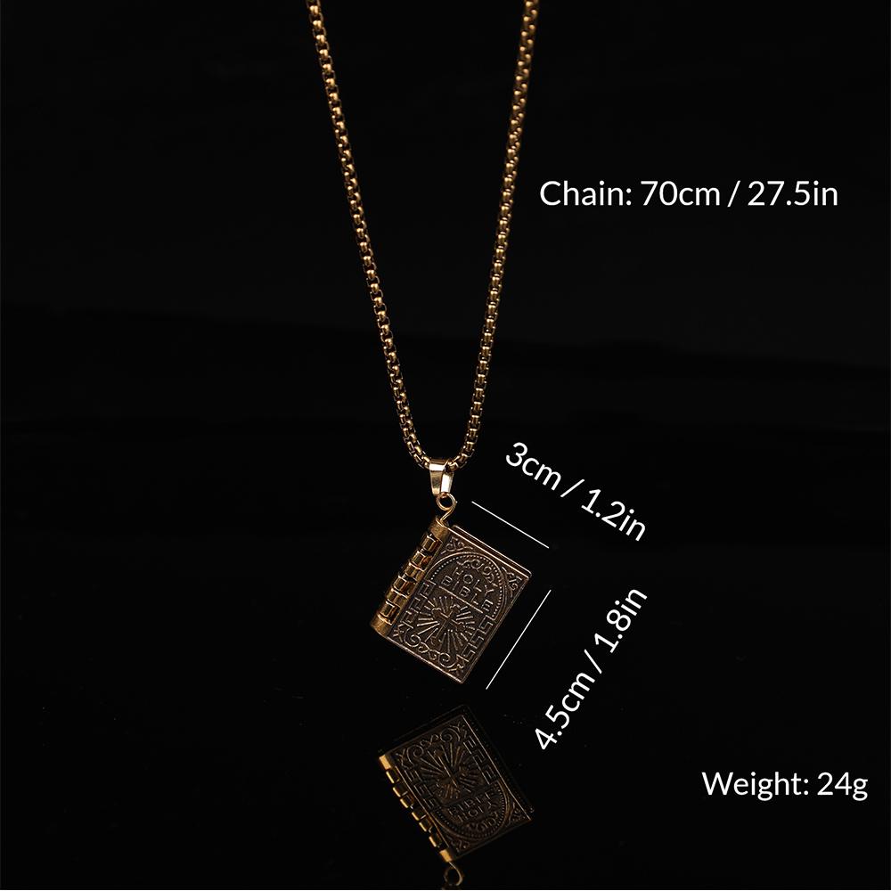 Винтажное ожерелье с подвеской в ​​виде библейской книги для мужчин и женщин