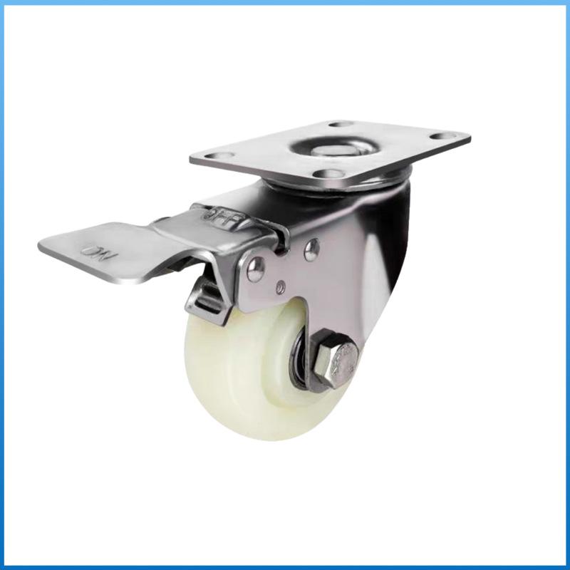 Rustproof 304 Stainless Steel Swivel Caster with Brake - 3, 4, 5 Inch Waterproof Wheels