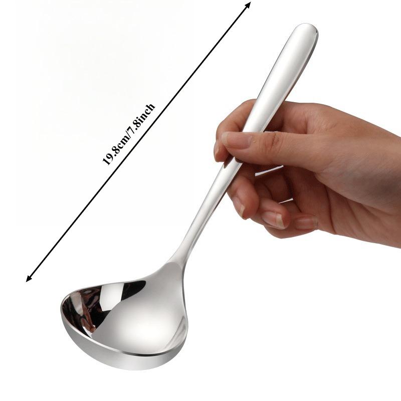 1PCS Stainless Steel Soup Spoon Ergonomic Handle Deep Bowl Design Kitchen Utensil for Home Cooking