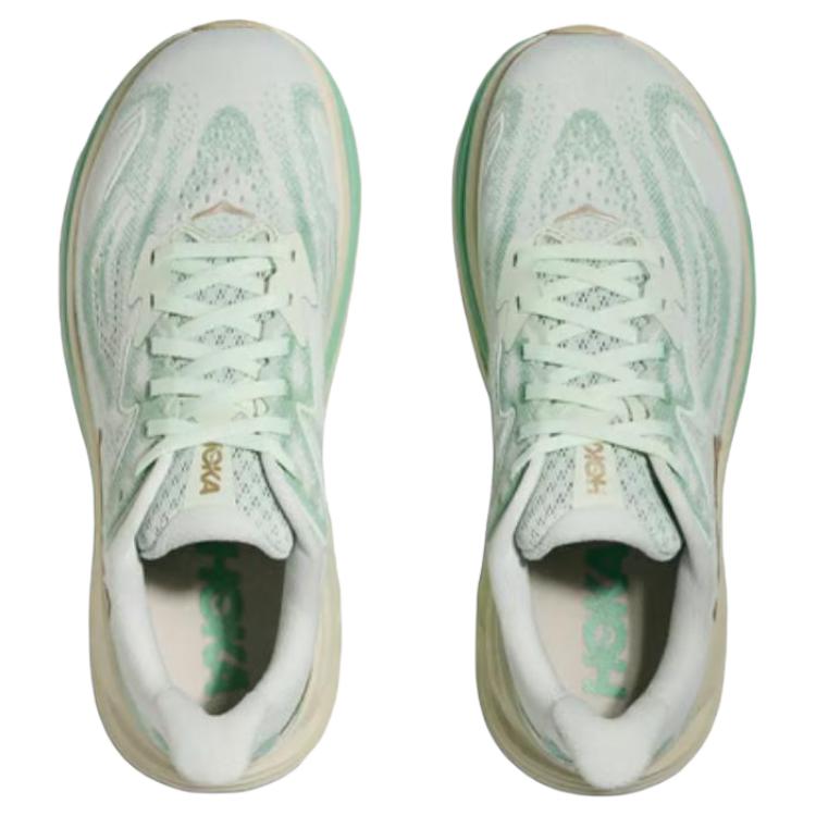 Hoka One One Clifton 10 Широкие Удобные Универсальные Дышащие Прочные Низкие Беговые Кроссовки Женская кроссовка Зеленый Серый Бежевый 1162050-SJD