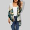 Women's Floral Print Irregular Three-quarter Sleeve Cardigan With Pocket Jacket