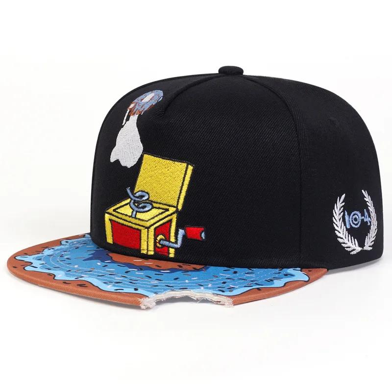Мультяшная Кепка-Snapback для Взрослых, Синяя, с Большими Глазами и Откушенным Печеньем, Регулируемая, для Улицы, Путешествий, Солнцезащитная, Спортивная, Бейсболка