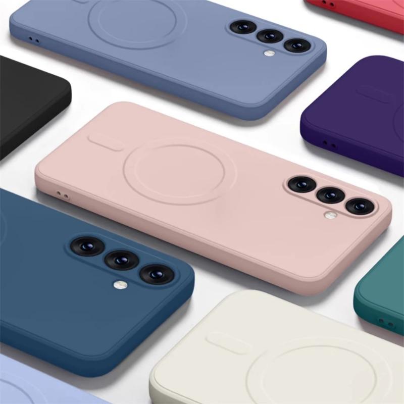 Роскошный модный силиконовый чехол Magsafe Charge для Samsung Galaxy A55 S24 Ultra S23 FE S22 21Plus Магнитный беспроводной противоударный защитный чехол