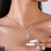 3 Pieces of Women's Fashionable Diamond Water Droplet Necklace with Earrings Set, Banquet and Party Accessories