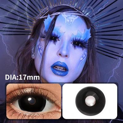 Pseyeche 17 мм полностью черные мини-склерные линзы, ежегодные сумасшедшие контактные линзы для Хэллоуина, жуткие и страшные косплейные контактные линзы, аксессуары для аниме