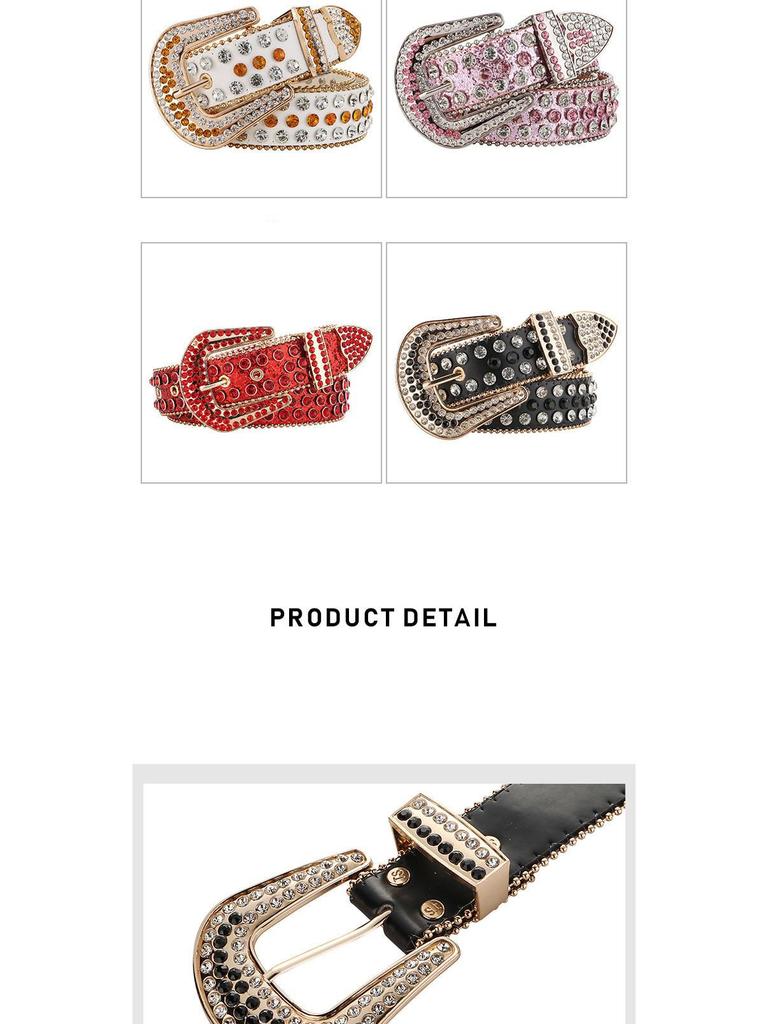 Women's Rhinestone Crystal Waist Belt for Jeans or Dress, European and American Style with Inlaid Rivets