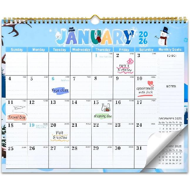 2026 Calendar, 18 Month Wall Calendar from January 2026 to June 2027, 14.5" x 11.8" Large Monthly Calendar for Home School Office Planning,
