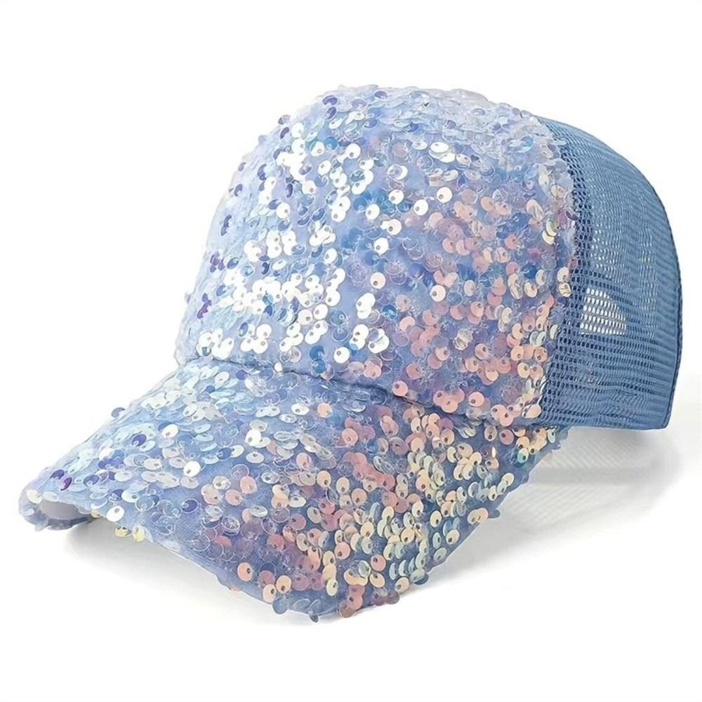 Breathable Women Sun Hat Casual Duck Tongue Caps Fashion Shiny Sequin Baseball Cap Summer