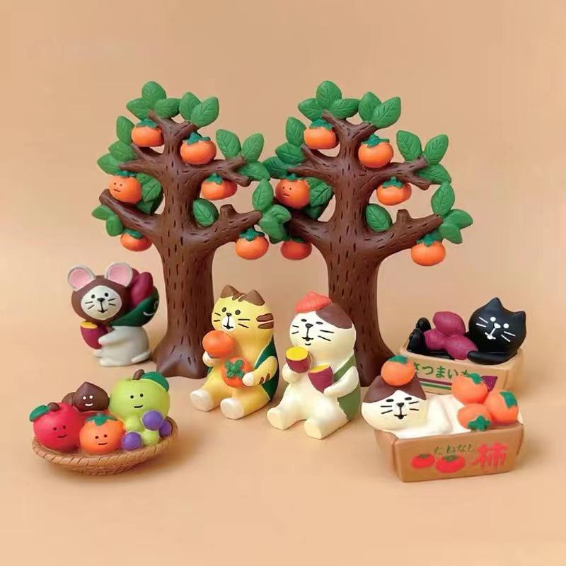 ZAKKA Осенний Урожай Смоляная Фигурка Кошки с Хурмовым Деревом - Модный INS Сюрприз-Бокс Украшение