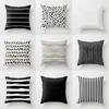 Nordic Simple Black, White and Gray Striped Geometric Sofa Cushion Cover Double-sided Polyester Peach Leather Velvet Sofa Pillow Cover