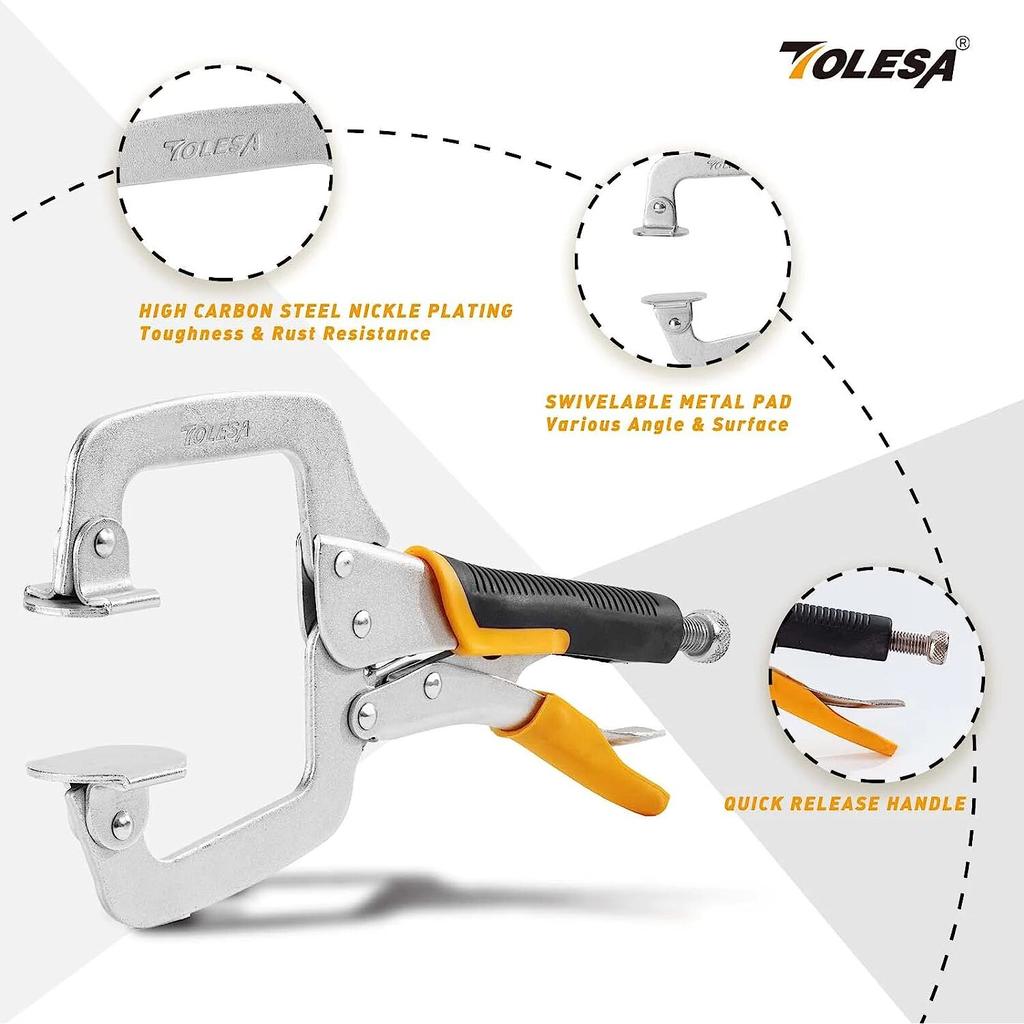6-дюймовые металлические зажимы для деревообработки, 3 шт., зажим для карманных отверстий, прочный С-образный зажим, сварочные зажимы с поворотной подушкой