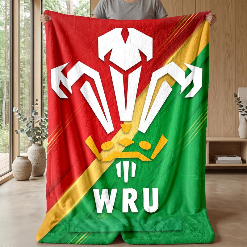 Wales Rugby Flannel Fleece Blanket Cozy Warm Throw Blanket For Couch Bed Travel All Season Use