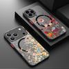 Магнитный чехол для телефона с узором «Романтические цветы» для iPhone 17 15 16 Pro Max 14 13 Pro Для Magsafe Беспроводная зарядка Мягкий край Откидная крышка