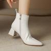 Sheepskin Winter Round Toe Med Heels Fashion Boots Women Zipper Elegant Women Ankle Boots