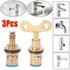 3Pcs New G1/2" Faucet Valve Core Replacement with Keys Faucet Cartridges Brass Universal Quick Tap Valve