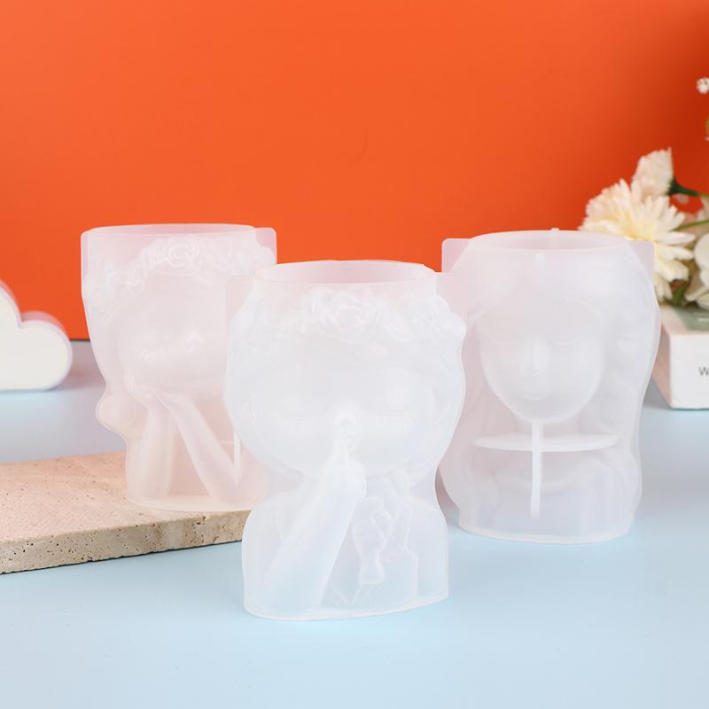 Cute Girl Flower Pot Silicone Mold Concrete Resin Plaster Candle  Epoxy Mold Diy Handmade Crafts Decoration Vase Tool
