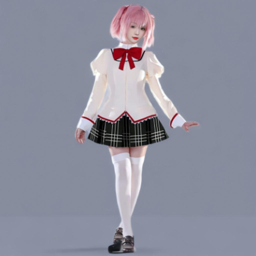 Косплей костюм школьной формы Puella Magi Madoka Magica, полный комплект с париком для Хэллоуина
