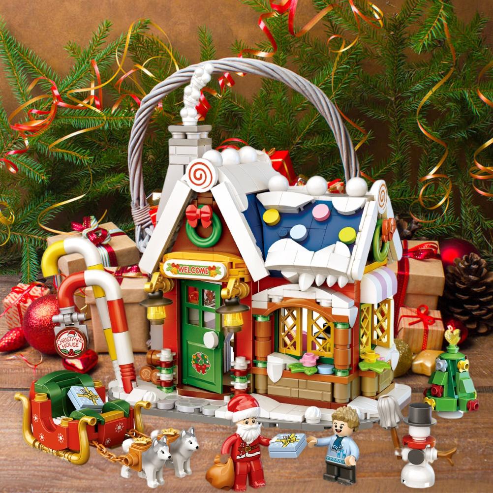 Christmas House Tree Santa Claus Snowman Mini Building Block Children"s Educational Toys Christmas