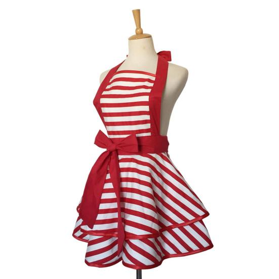 Винтажный фартук для женщин, кухни, приготовления пищи, выпечки, барбекю, гриля, полоски, закрывающие грудь до колена