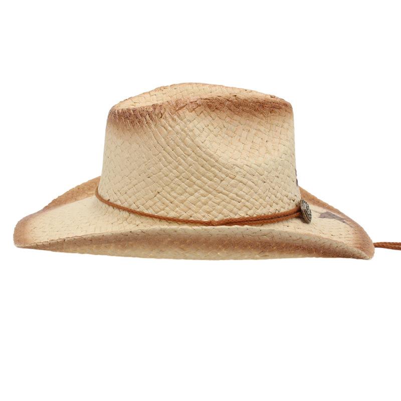 Western Cowboy Straw Hat Outdoor Sun Hat Seaside Beach Hat Knight Hat Men'S And Women'S Pink Cool Hat