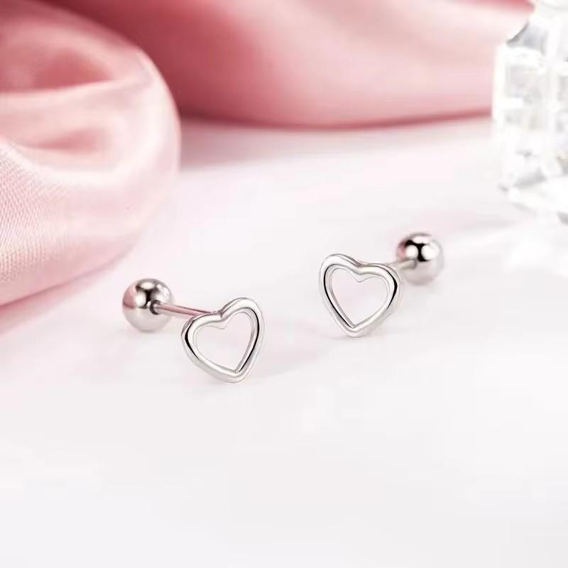 Silver Color Clover Zircon Stud Earrings for Women Sweet Exquisite Screw-Back Ear Piercing Jewelry Birthday Party Gifts