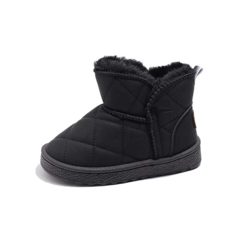 Новые детские зимние ботинки, повседневные, для девочек, модные, бежевые, ботильоны, уличные, утолщенные, плюшевые, универсальные, для мальчиков, теплые, хлопковые ботинки